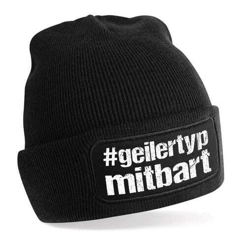 Beanie Mütze mit Spruch | #geilertypmitbart - geiler Typ mit Bart | Farbwahl |