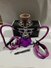 INHALE®️10 INCH 2 HOSE AVALANCHE SMALL PUMPKIN HOOKAH IN A HARD SUITCASE(PURPLE)
