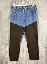 Wrangler Rugged Wear Jeans Adult 42x32 Blue Denim Brush Guard Outdoor Mens