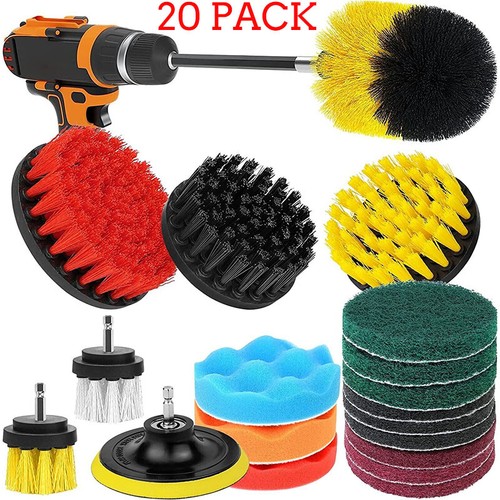 Drill Brushes Set 20pcs Tile Grout Power Scrubber Cleaner Spin Tub Shower Wall - Picture 10 of 10