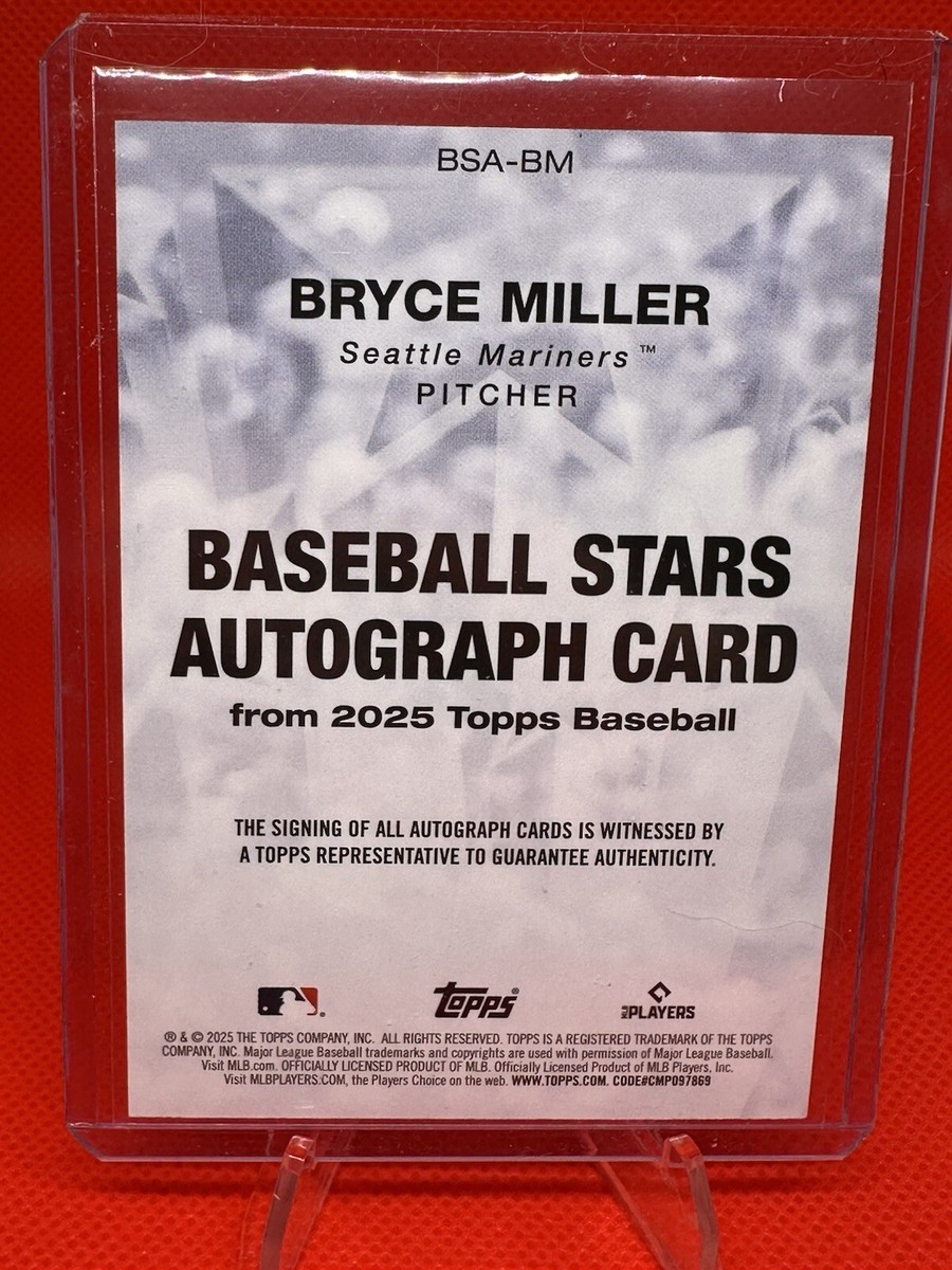 2025 Topps Series 1 Bryce Miller Baseball Stars Autograph Mariners 