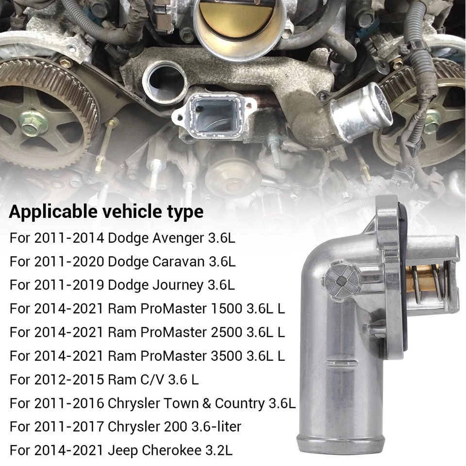 Engine Thermostat & Housing for 2011-2016 Chrysler Town & Country 3.6L 5184570AH - Image 2 of 4