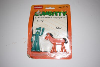 1988 Gumbitty Taschen Größe Figuren GUMBY And Pokey Playschool- Neu (ARV6)
