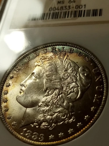 1883-O Morgan Silver Dollar NGC MS-64 OLD FATTY Holder  Cool Toner, VAM-44A UNAT