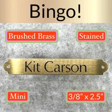 Custom Engraved Tags Personalized NAME PLATE Tags ID STAINED BRUSHED BRASS MINI