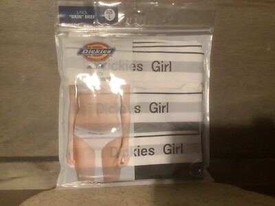 Dickies Girl Juniors' Bikini Briefs, 3-Pack of White/Black/Gray NEW MEDIUM LARGE