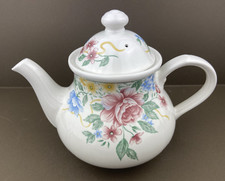Churchill England, Floral White & Pink, Rose Large Tea Pot. Ceramic Pottery. GC.