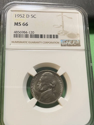 1952 D Jefferson Nickel - GEM BU NGC MS66 