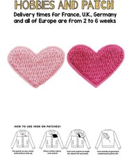 lotto 2 x cuori piccoli rosa fucsia pink toppa termoadesiva iron on coppia patch