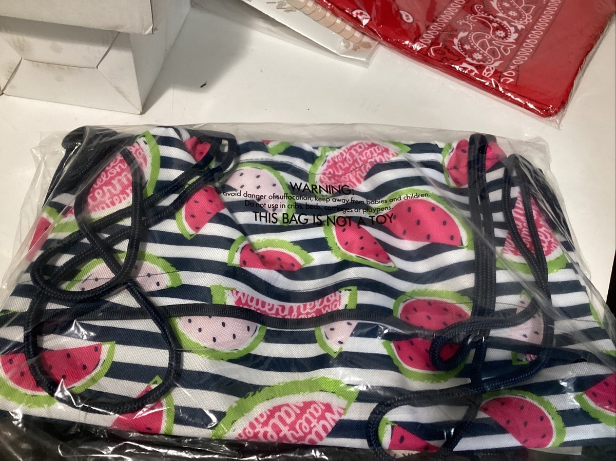 Thirty-One backpack- brand new! Watermelon and navy stripes. Cinch style Thirty-One Cinch Sac Bag Drawstring Backpack First Mate | eBay main image 2