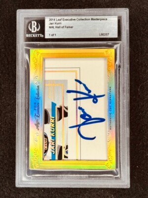 Jari Kurri 2014 Leaf Masterpiece Cut Signature autographed card 1/1 JSA Oilers