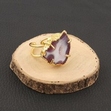 Adorable Design Geode Druzy Yellow Gold Electroplated Handmade Adjustable Ring