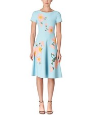 Carolina Herrera Bateu Neck Knit Fit and Flare Dress Women’s L