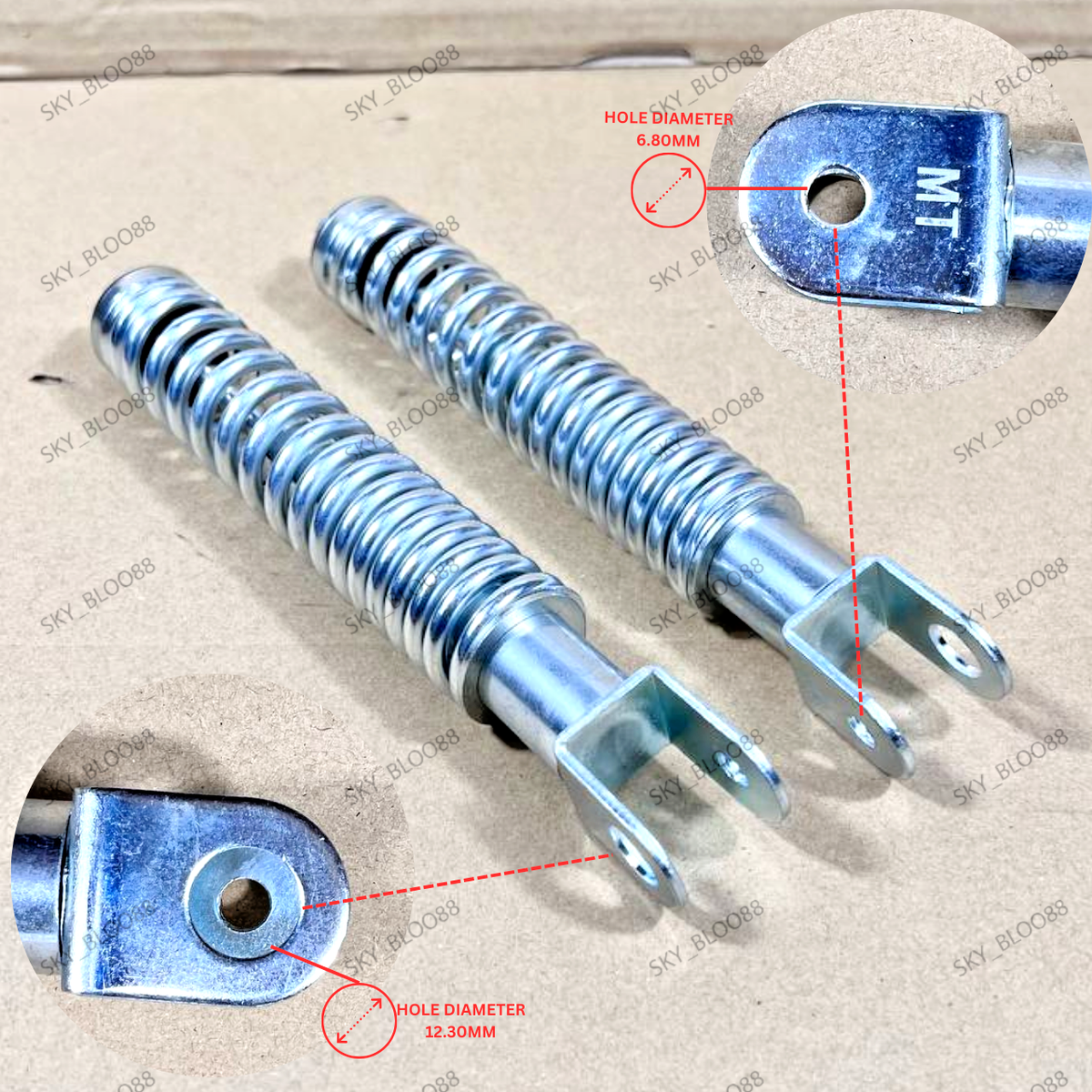 MITRA Front Shock Cushion Pair For Honda Cub C50, C65, C70, C90 – 24 Inch, Stainless/Steel