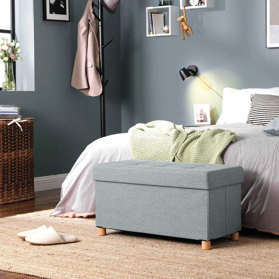 Faltbarer Sitzhocker Aufbewahrungsbox Sitzbank mit Stauraum Truhe grau LSF16GYX - Bild 3 von 4