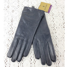 NWT Vintage NOS Isotoner Genuine Leather Fleece Lined Women's Gloves 7.5 Black