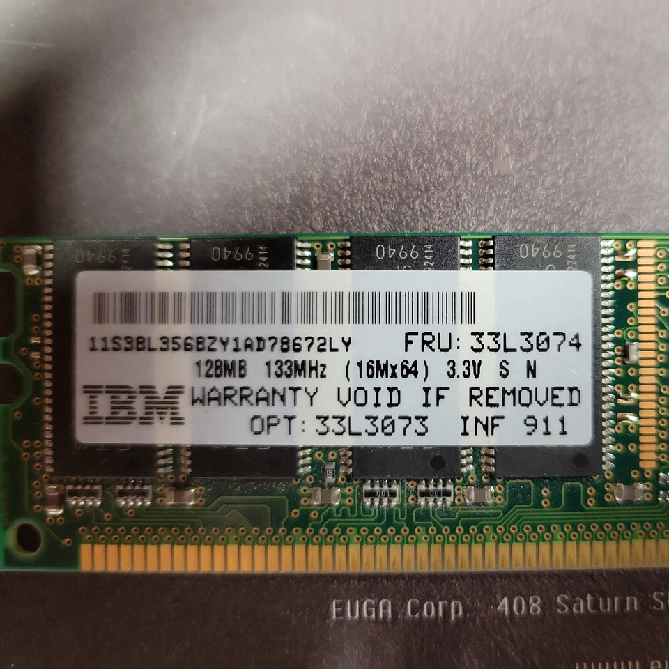 IBM Siemens HYS64V16220GU-7.5-B 128MB RAM Memory, PC133, 16Mx64 SDRAM 3.3V 133Mz - Image 4 of 4