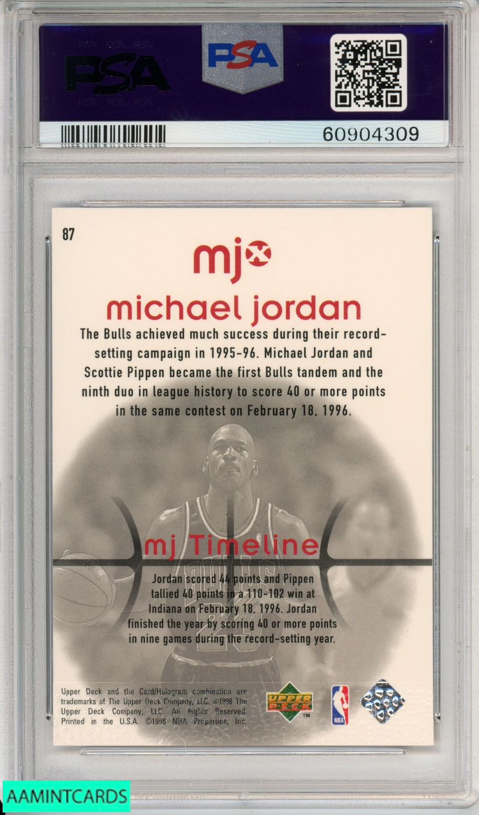 1998 UPPER DECK MJX MICHAEL JORDAN #87 CHICAGO BULLS HOF PSA 10 GEM MT |  eBay
