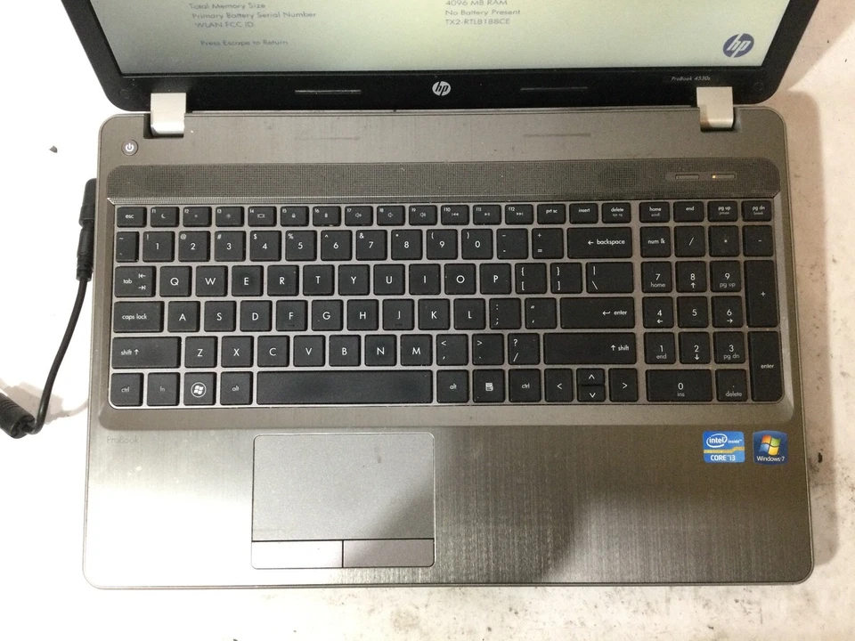 HP PROBOOK 4530S - BOOTS TO BIOS / BAD LCD -  INTEL I3 2350M - NO RAM - READ -BB - Image 3 of 4