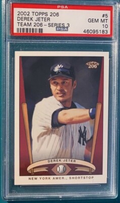 2002 Topps Baseball #5 Derek Jeter 206 Team Series 3 PSA 10 POP 2 