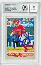 Albert Pujols Signed 2019 Topps Heritage Now Then #NT15 Beckett Witness Grade 10