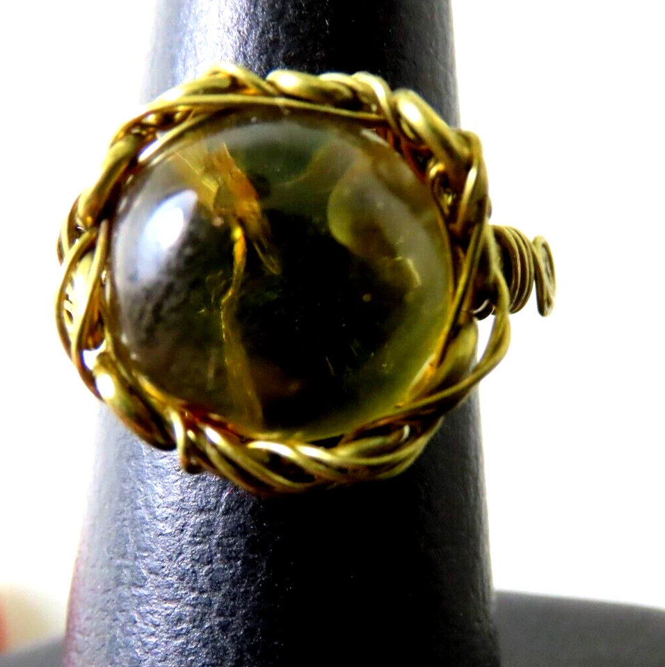 Precioso anillo de bronce con ámbar natural Foto 2 de 4