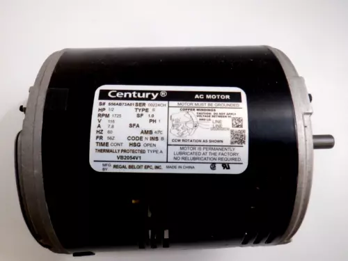 Century Evaporative Cooler Motor 1/2 HP 115V 1725 RPM 1/2" Shaft 1 Speed