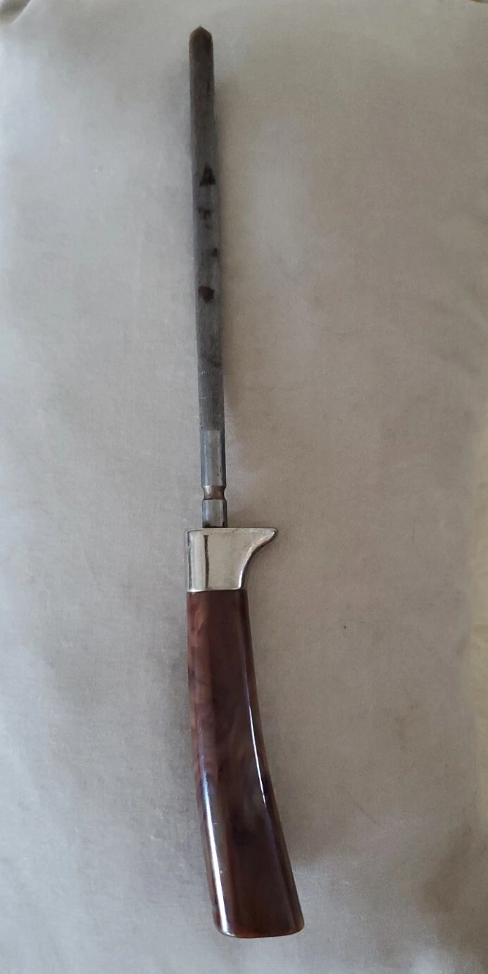 Vintage 80's Knife Sharpener Honing Rod Kitchen Hunting 11” Long (Bake Lite?)