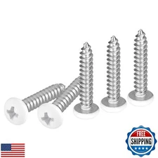 DTGN #10x1 White Screws 100Pack - 304 Stainless Steel Pan Head Phillips Sheet