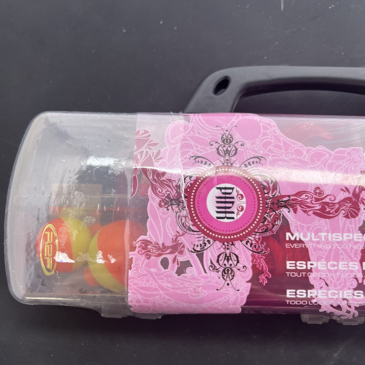 R2F Pink Multispecies set Tackle Box Fishing Children Worms Spinners Etc.