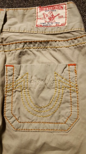 TRUE RELIGION Women’s Sammy BigT Beige100% Cotton 3/4 Cut Short Pants 26 USA - Picture 3 of 12