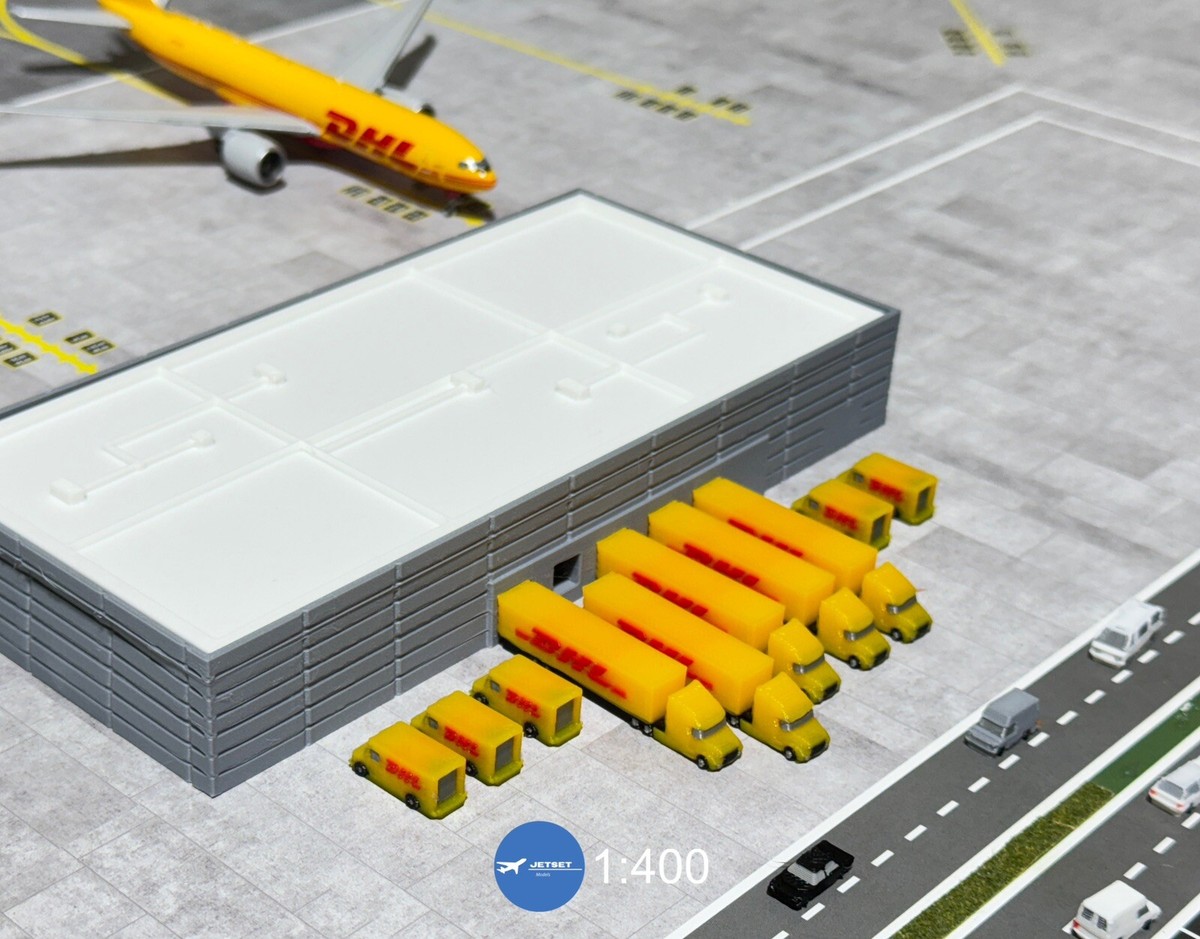 DHL航空■1/400スケールダイキャスト新品 Jetset Models 1:400 Scale DHL Set x5 Semi Trucks + x5