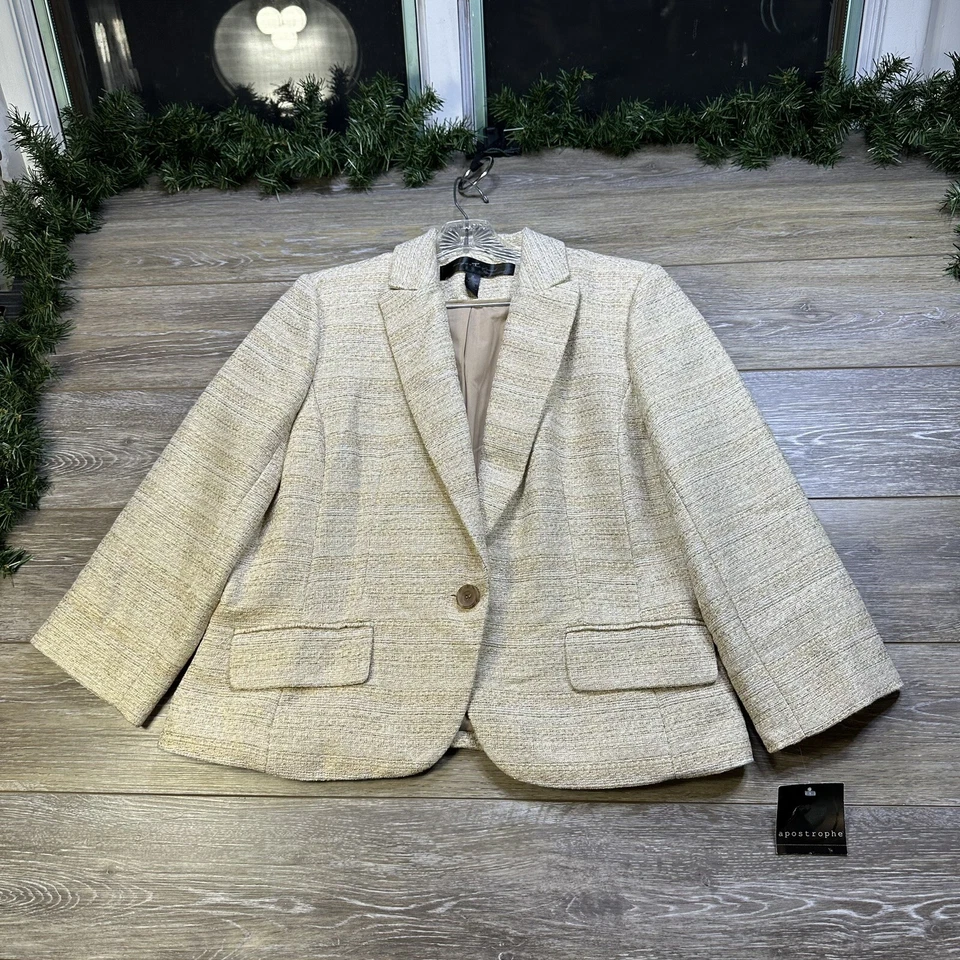 Apostrophe Blazer Size Large 16 Beige / Gold New With Tags Jacket Womens - Image 3 of 4
