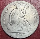 1857 Seated Liberty Silver Half Dollar. Free Shipping