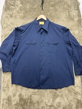 Vtg 70s Sears Perma-Prest Work Shirt Long Sleeve Two Pocket Size 18-18.5