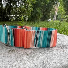 1.5 Wide Martingale Dog Collar -  Teal and Or...