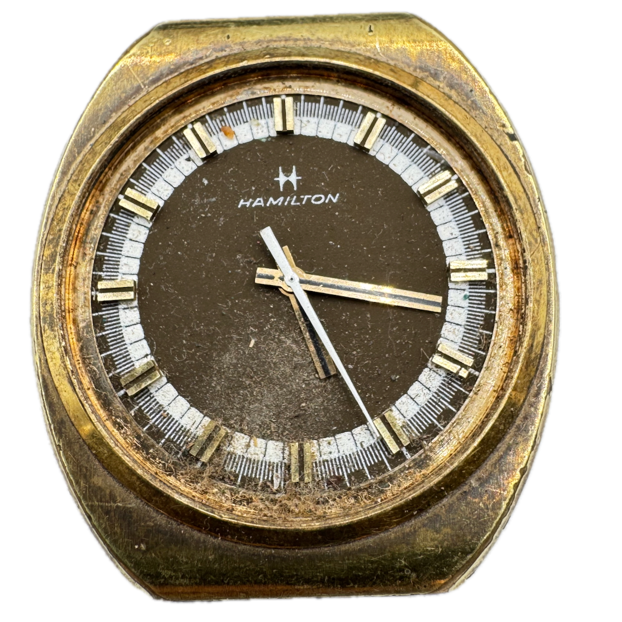 Vintage Hamilton Brown Men's Mechanical Wristwatch 688 Swiss Steel & Gold Plate