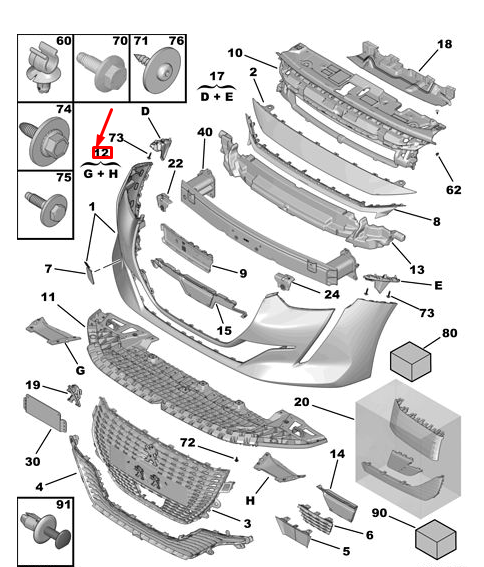 PEUGEOT 208 MK1 P21 Front Bumper Protector Assembly Genuine OEM 1649826280