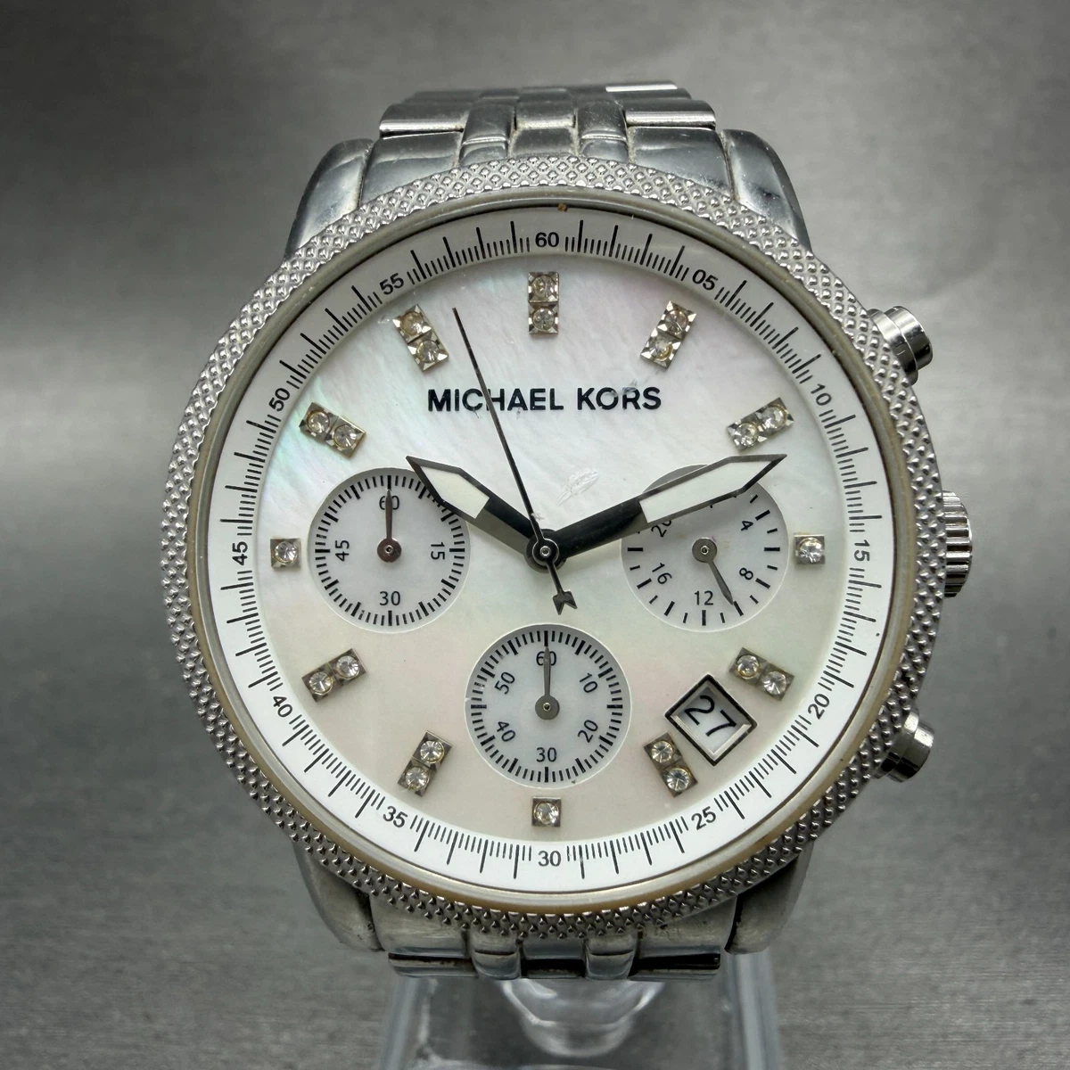Michael Kors - Ritz Chronograph - Stainless Steel Watch - Silver - MOP MK5020 Michael Kors Ritz Wristwatches for Women for sale | eBay main image 4