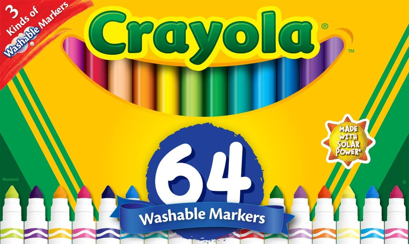 Crayola 64-Count Washable Broad Line Marker Set for Kids, Ag