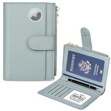 Passport Holder for Travel, Leather Passport Wallet with Airtag Slot, RFID Bl...
