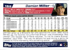 Damian Miller Base Topps Chrome - Gold Refractors 165 NM
