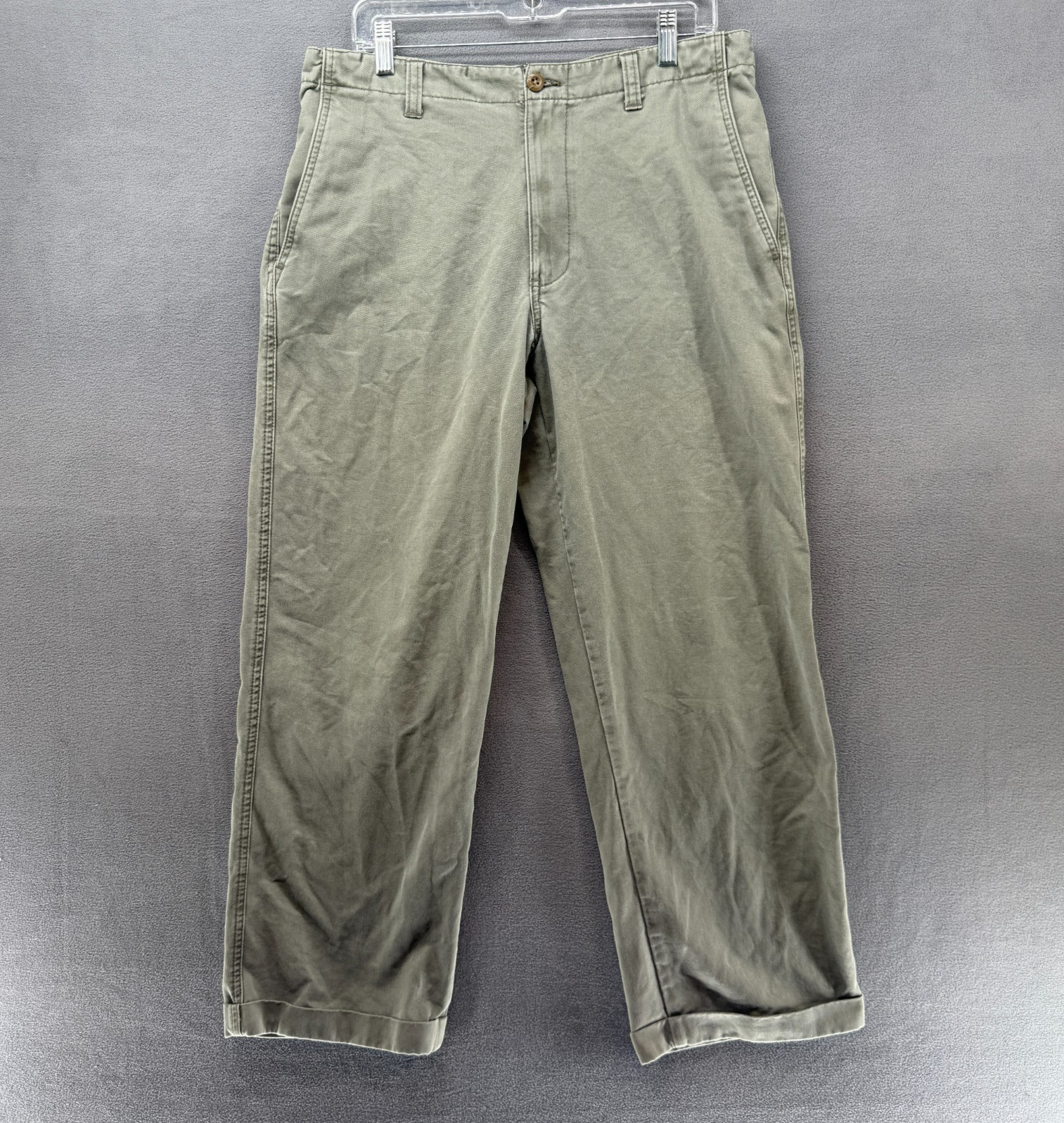 Eddie Bauer Chino Pants Mens 34W Olive Green Relaxed Fit Outdoor Outfitters