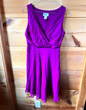 J.CREW Purple Silk Sleeveless V-Neck A-Line Pleated Knee Dress Size 4