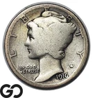 1916-D Mercury Dime *Rare Survivor* Low Mintage Key Date, VG Bids: 2250