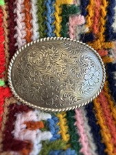 Vintage 1996 western flower swirl design Silvertone buckle