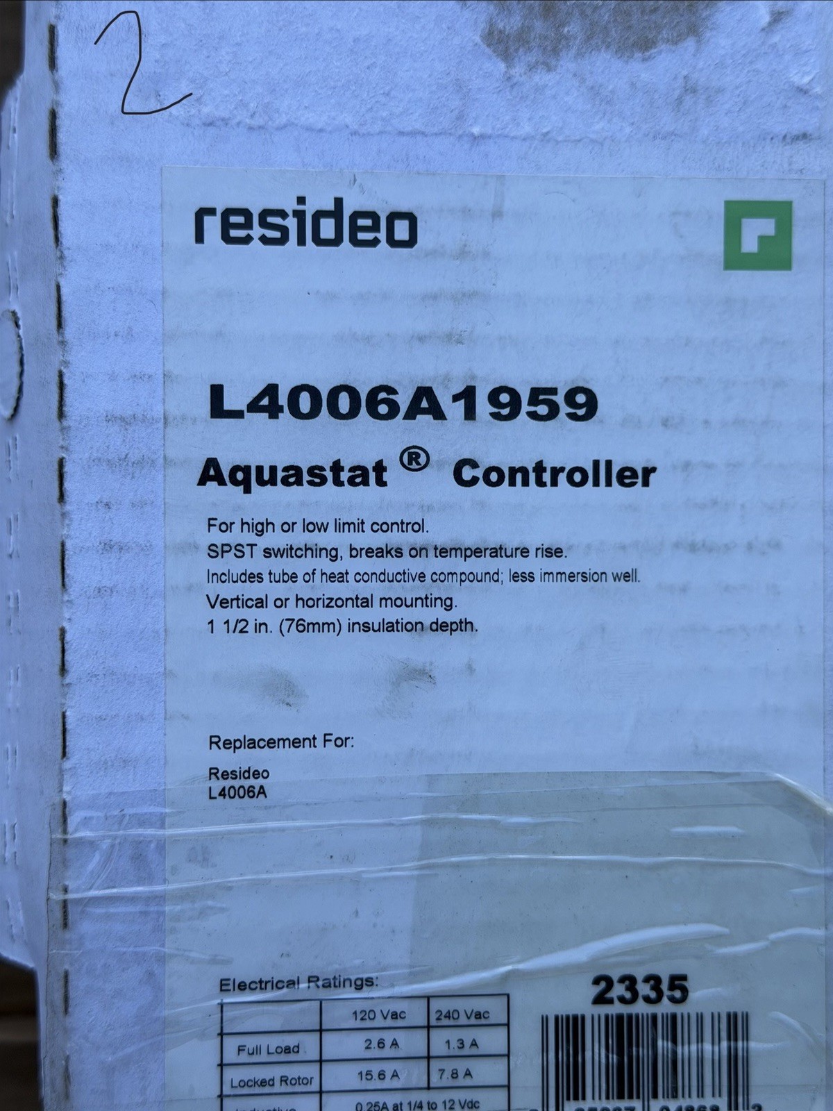 Resideo L4006A1959 Aquastat Controller 40 to 180°F SPST High Low Limit HVAC