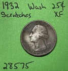 1932-P Washington Quarter 25c Xf Extra Fine Scratches 90% Silver First Year
