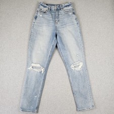 American Eagle Jeans Womens 2 Light Curvy Mom Jean Distressed High Rise Stretch