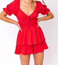Le Lis Puff Sleeve Romper Size S